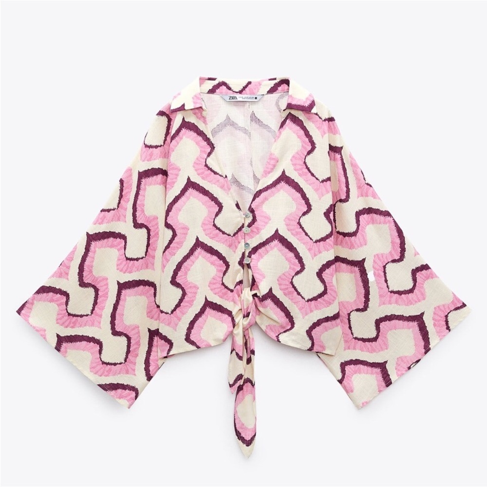 Zara Tied Printed Blouse